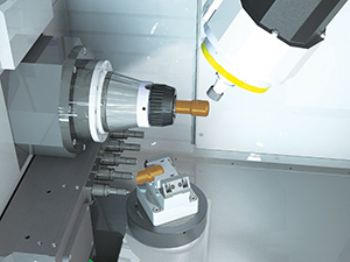 Compact five-axis turn-mill centre