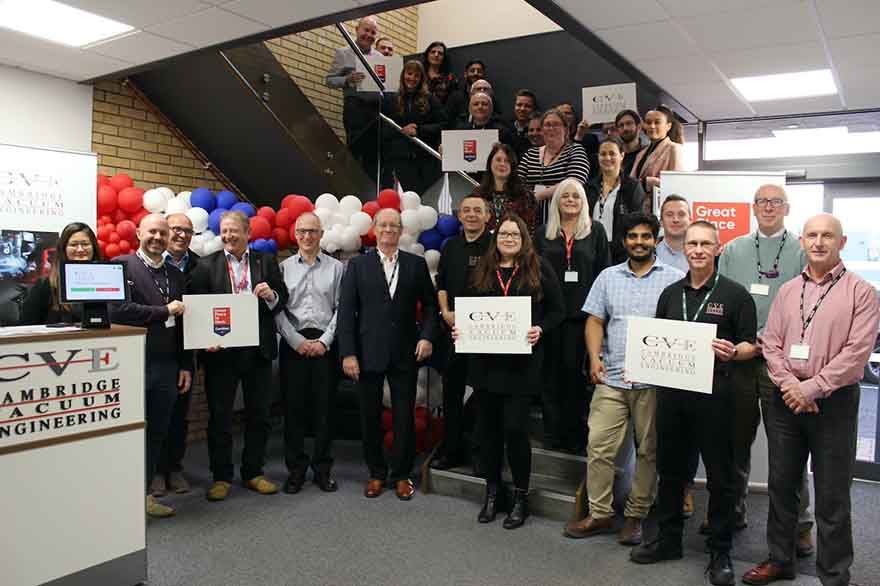 Cambridge Vacuum Engineering certified as ‘Great Place To Work’ 