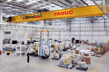 Overhead cranes installed at Fanuc factory
