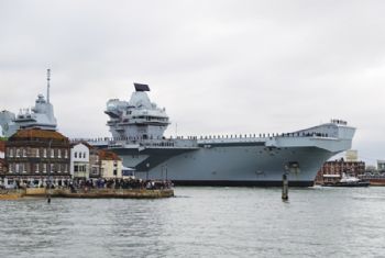 HMS Prince of Wales arrives in Portsmouth
