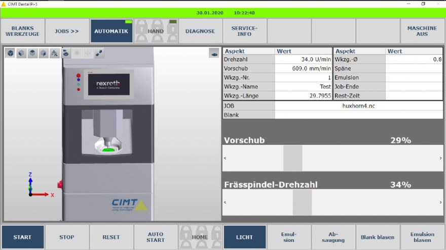 Real-time machining simulation for dentistry