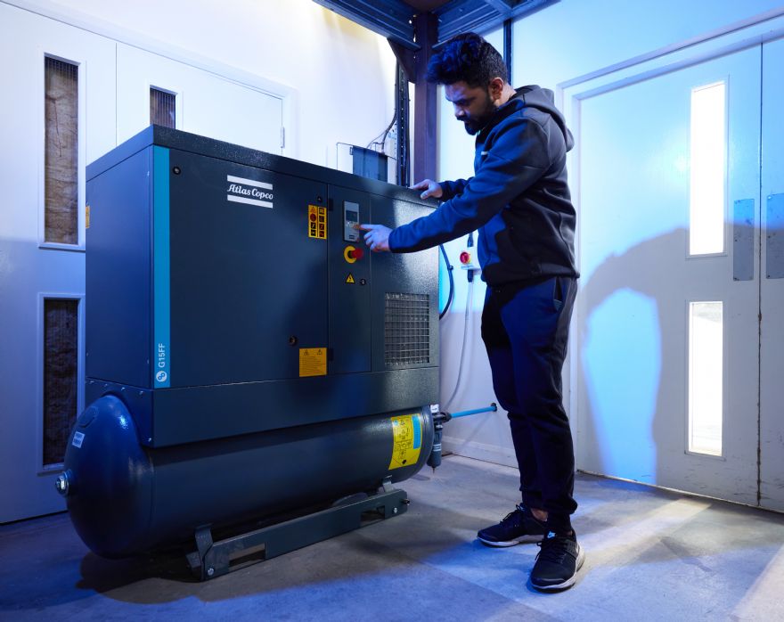 Atlas Copco air compressor selected by manufacturer of bespoke blinds