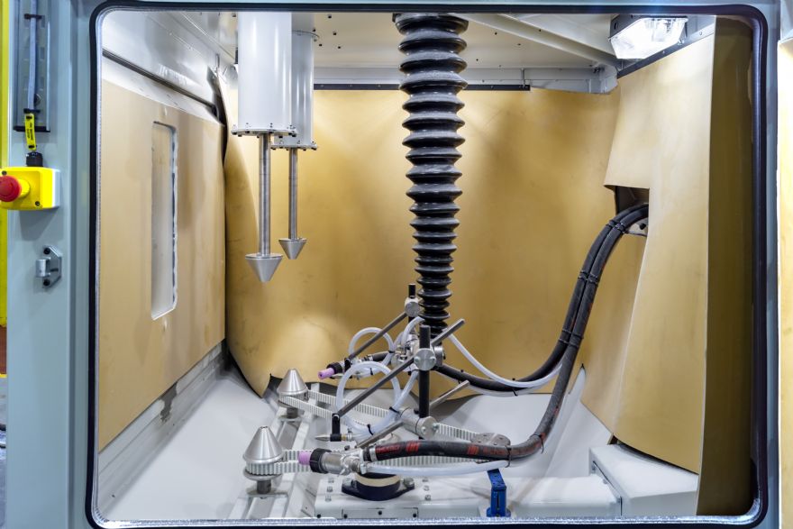 Guyson twin-spindle blast machine for etching tubular components