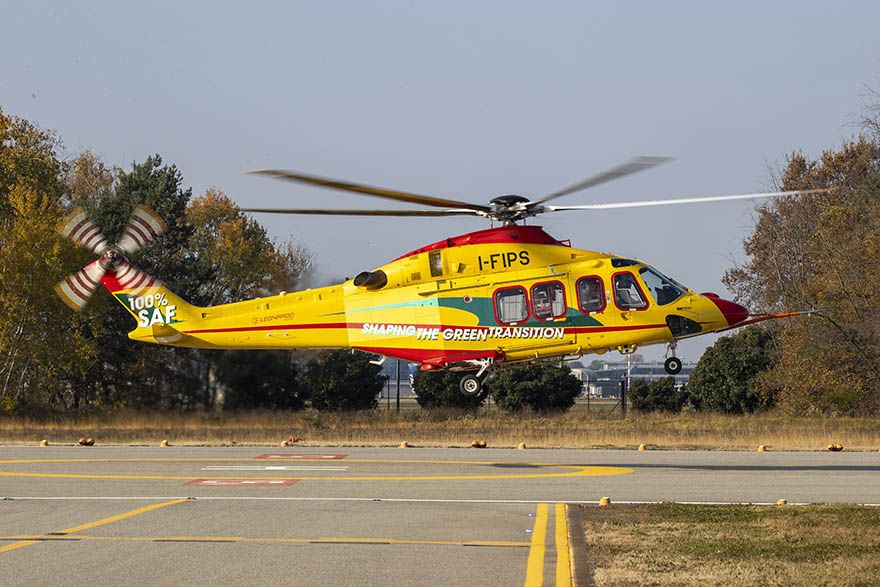 First 100% SAF flight for PT6C-67C-powered AW139 helicopter