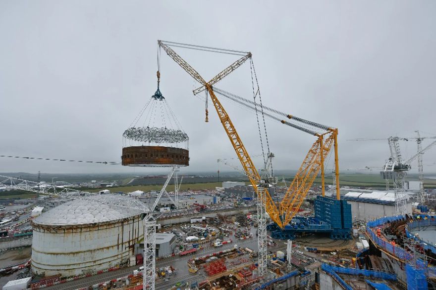 Final steel liner ring lifted into place at Hinkley Point C