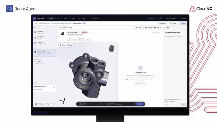 CloudNC launches Quote Agent to help machine shops win work